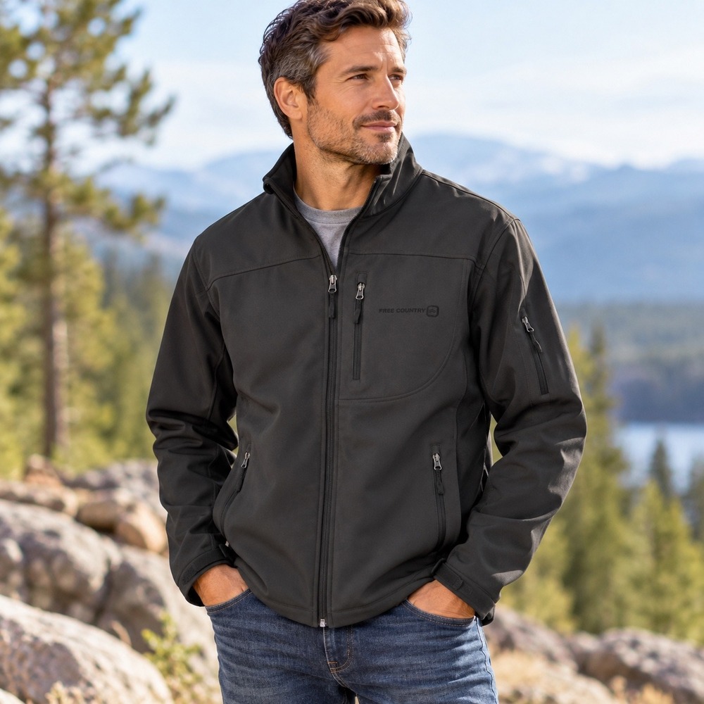 Free Country Soft Shell Mens Jacket XX Large Dark Gray Black Water Resistant